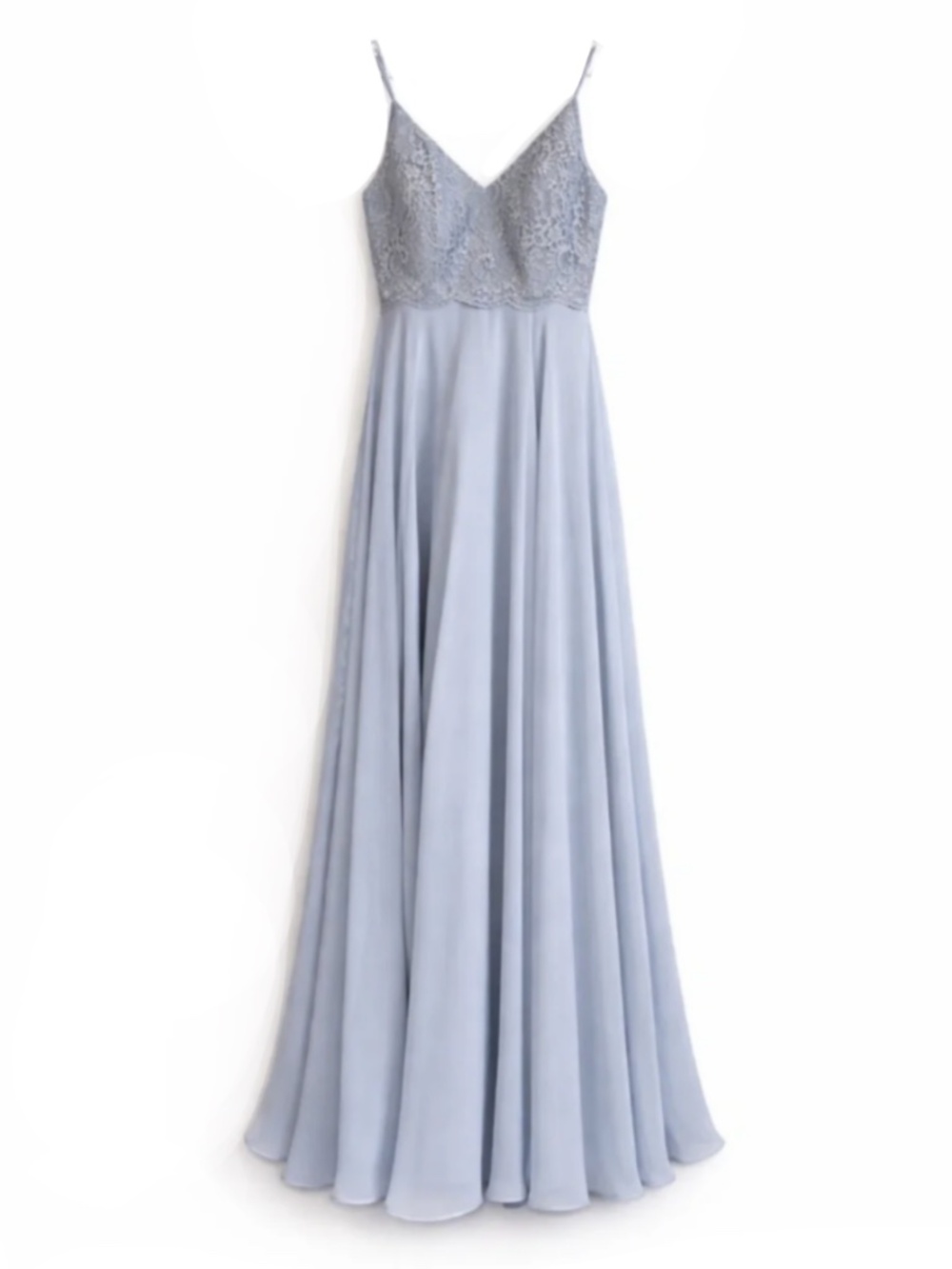 Dessy Collection Powder Blue/Grey Lace Bodice Dress – Size 2 EUC
